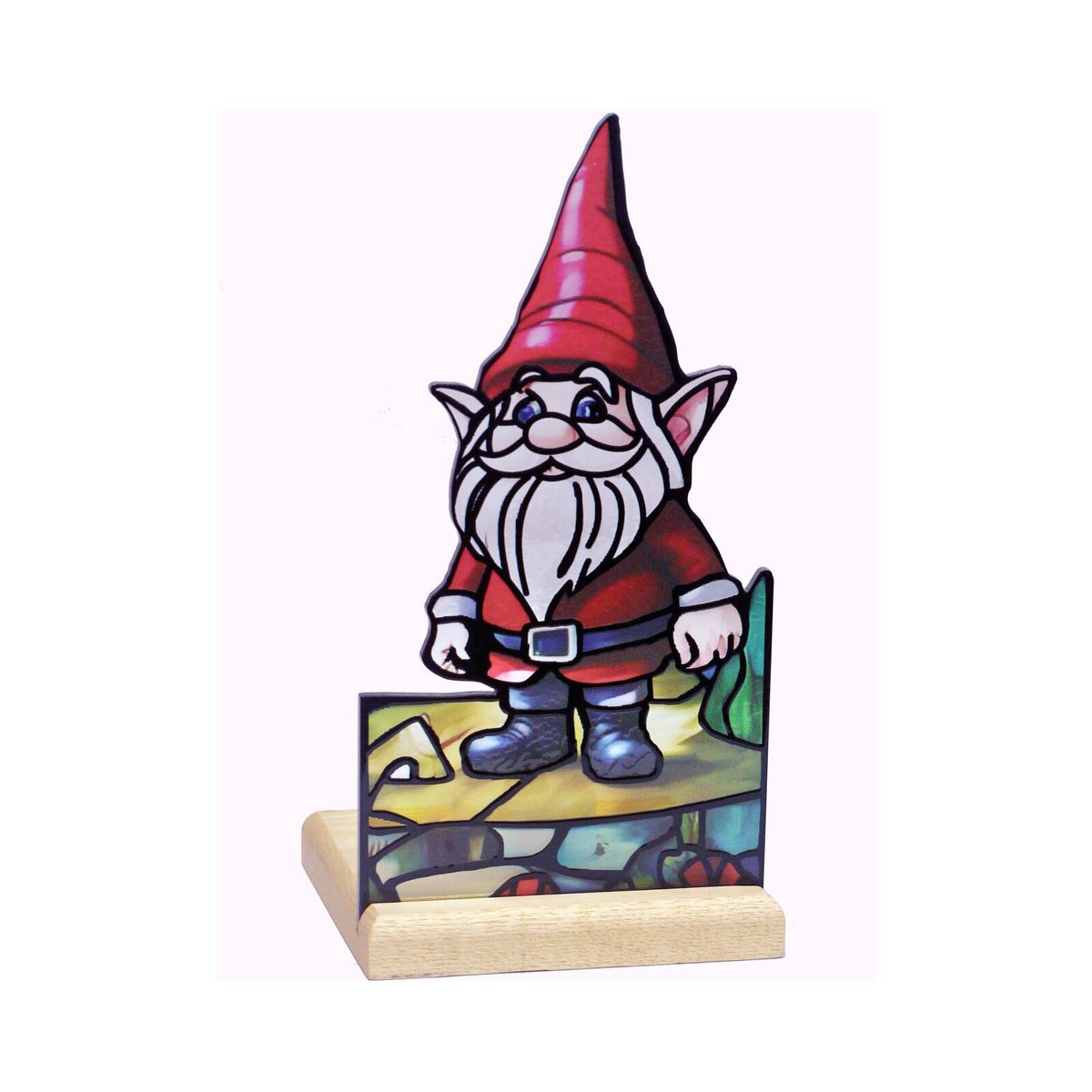 Art Light Gnome waxinelichthouder met houten basis 25001GM