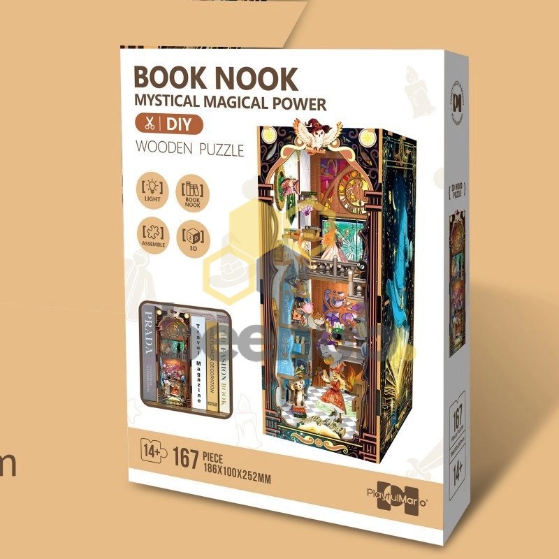 3D houten book nook Mystical Magical Power, 18,6 x 10 x 25,2 cm