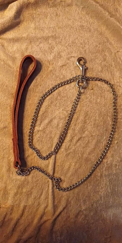 Kettinglijn voor de hond, bruin, 12 mm breed, 100 cm lang
