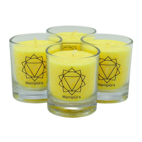 Manipura chakra kaarsen geel, 6 × 6 cm set van 4