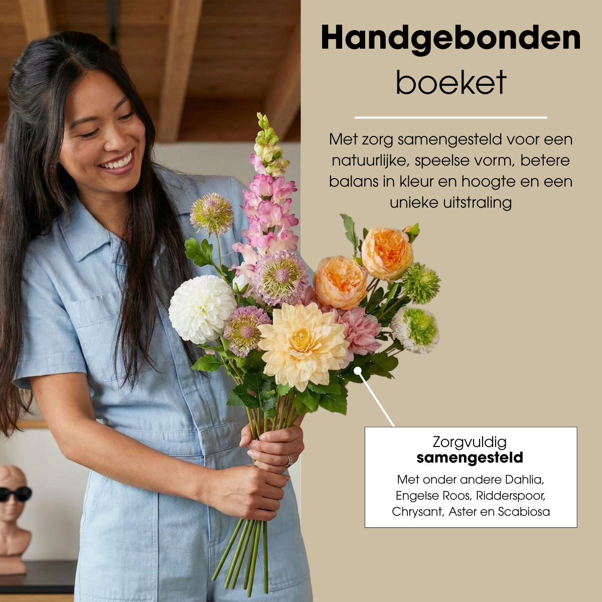 Kunstboeket Jean meerkleurig, 74,5 cm