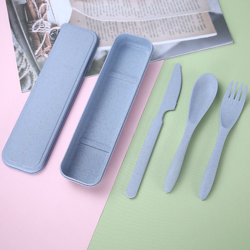 Bioplastic bestekset van tarwevezels met bewaardoos, 12-delig