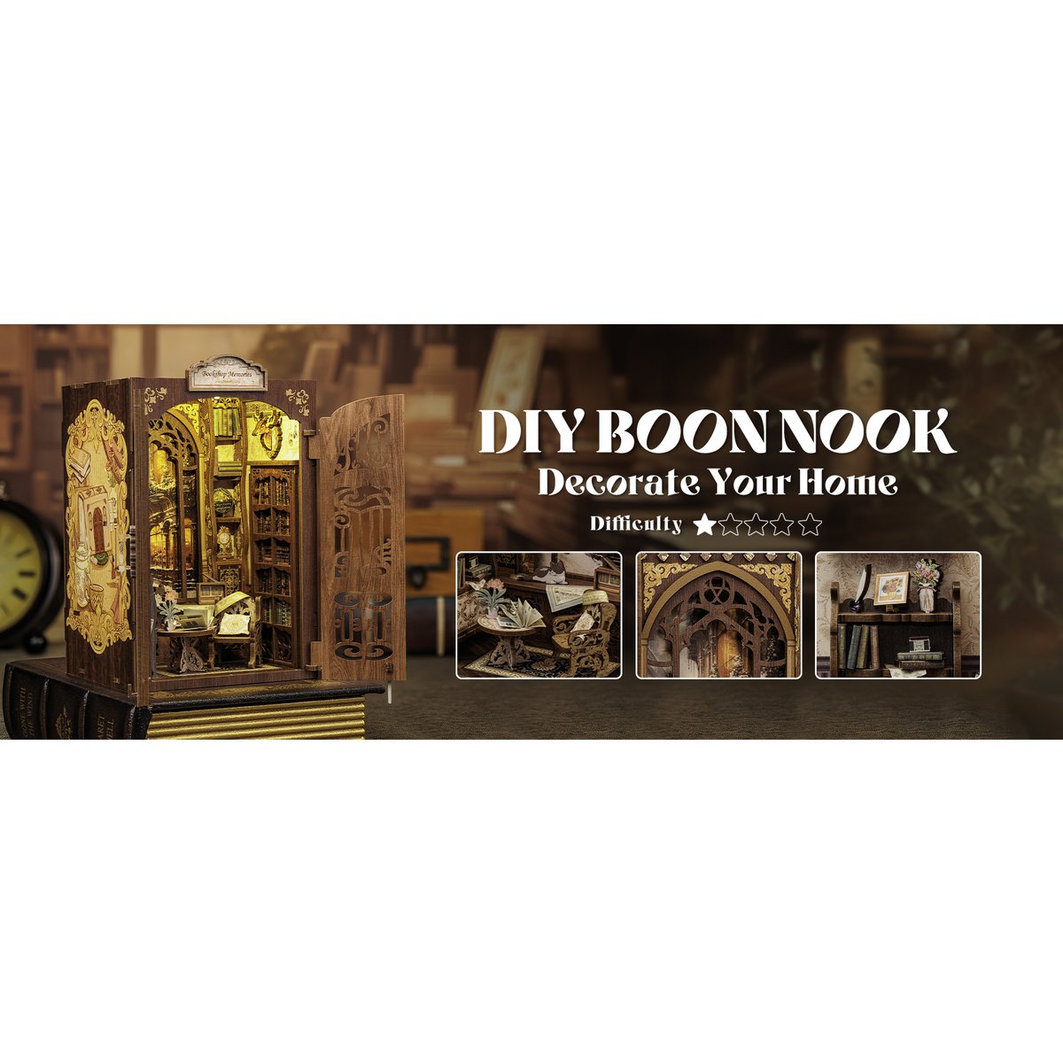 DIY book nook Bookshop Memories, 17 cm