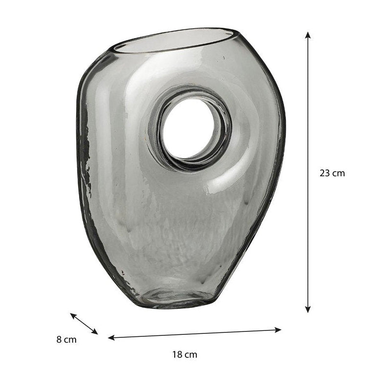 Jay vaas, grijs glas, 23 × 18 × 8 cm