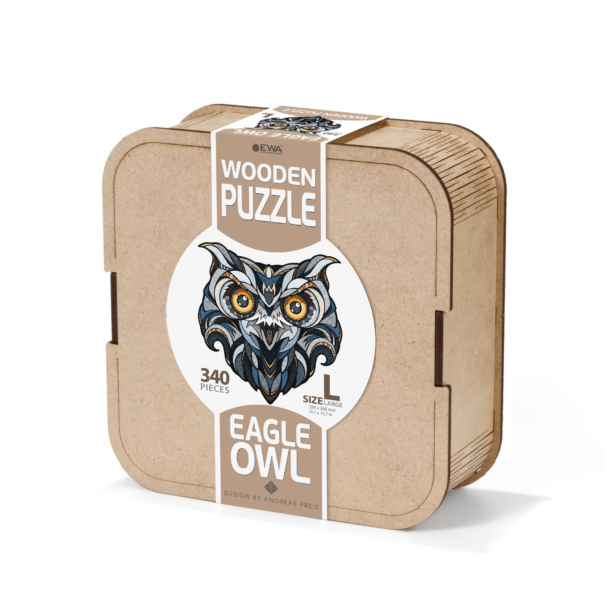 Houten legpuzzel oehoe L 340 stukjes, 38,4 × 38,8 cm