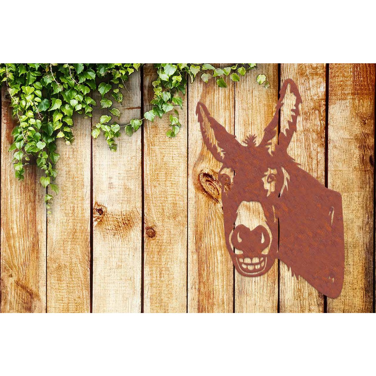 Peekaboo ezel metalen wanddecoratie roest