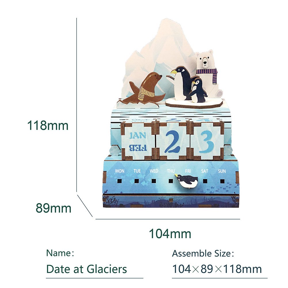 Tonecheer Date at Glaciers 3D houten puzzel kalender DIY miniatuur