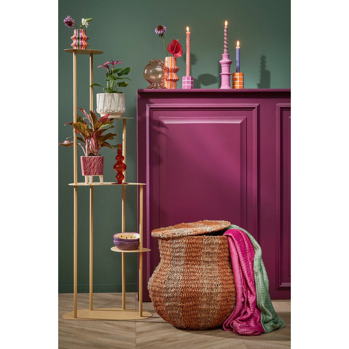 Mica Decorations Tacoma Opbergmand – Jute Geel (H47 x Ø50 cm)