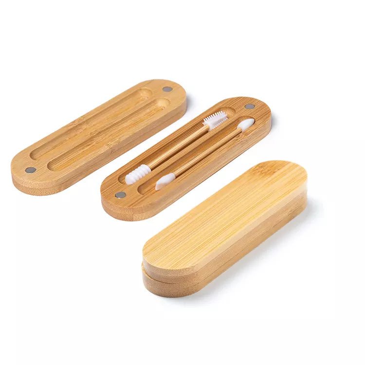 Herbruikbare bamboe wattenstaafjes en make-up applicator