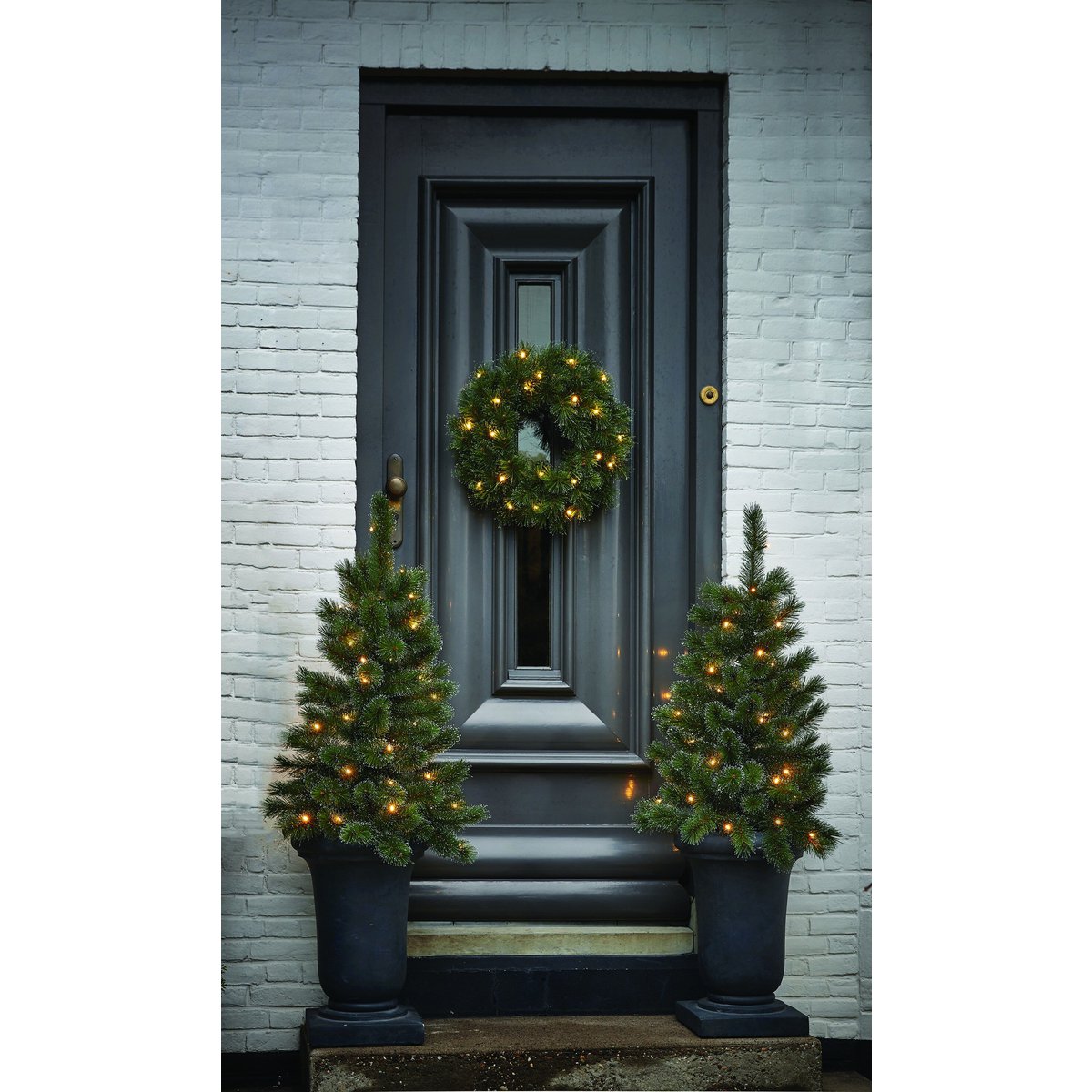 Glendon kerstkrans met rijp-effect en verlichting, Ø 60 cm