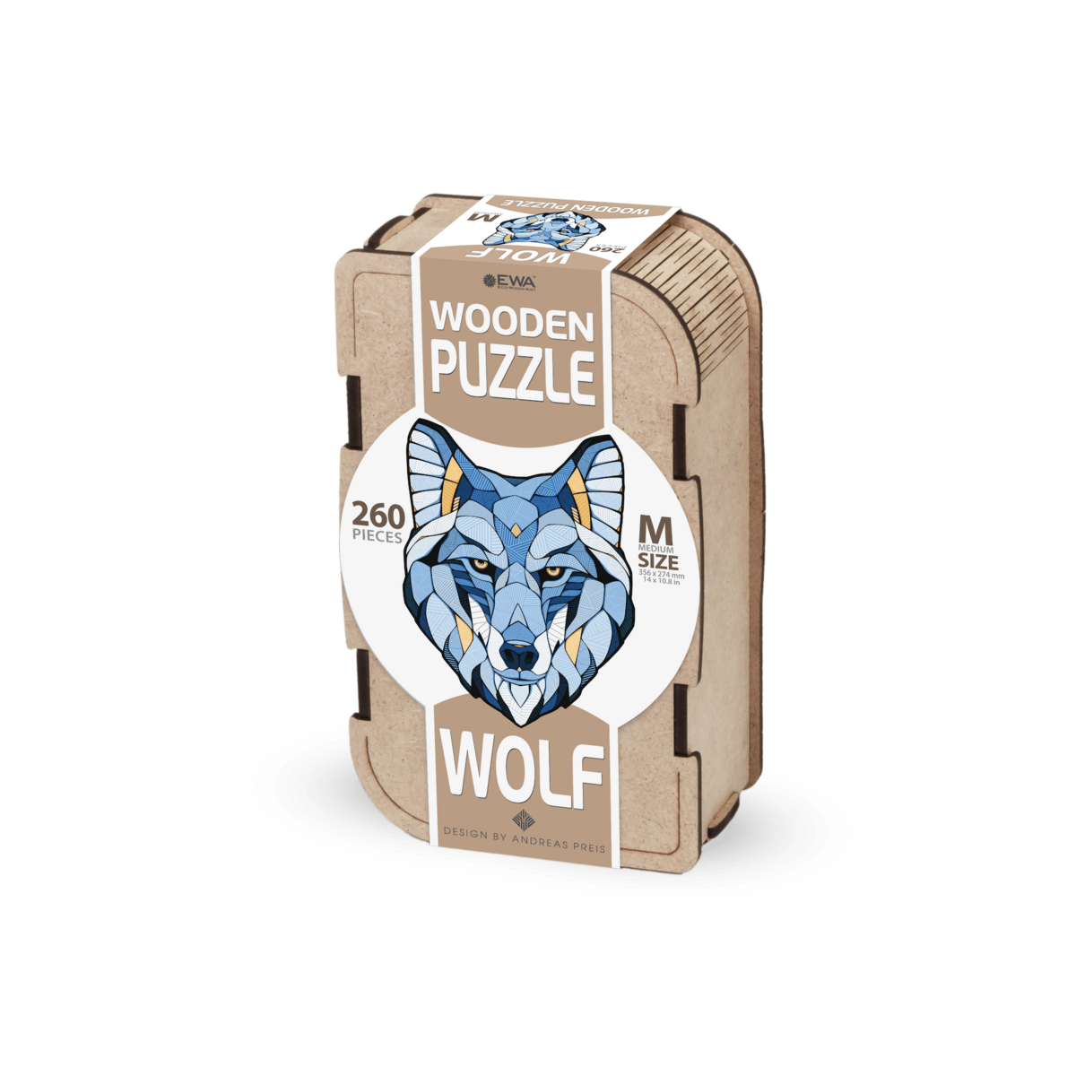 Houten legpuzzel wolf M 260 stukjes, 35,6 × 27,4 cm