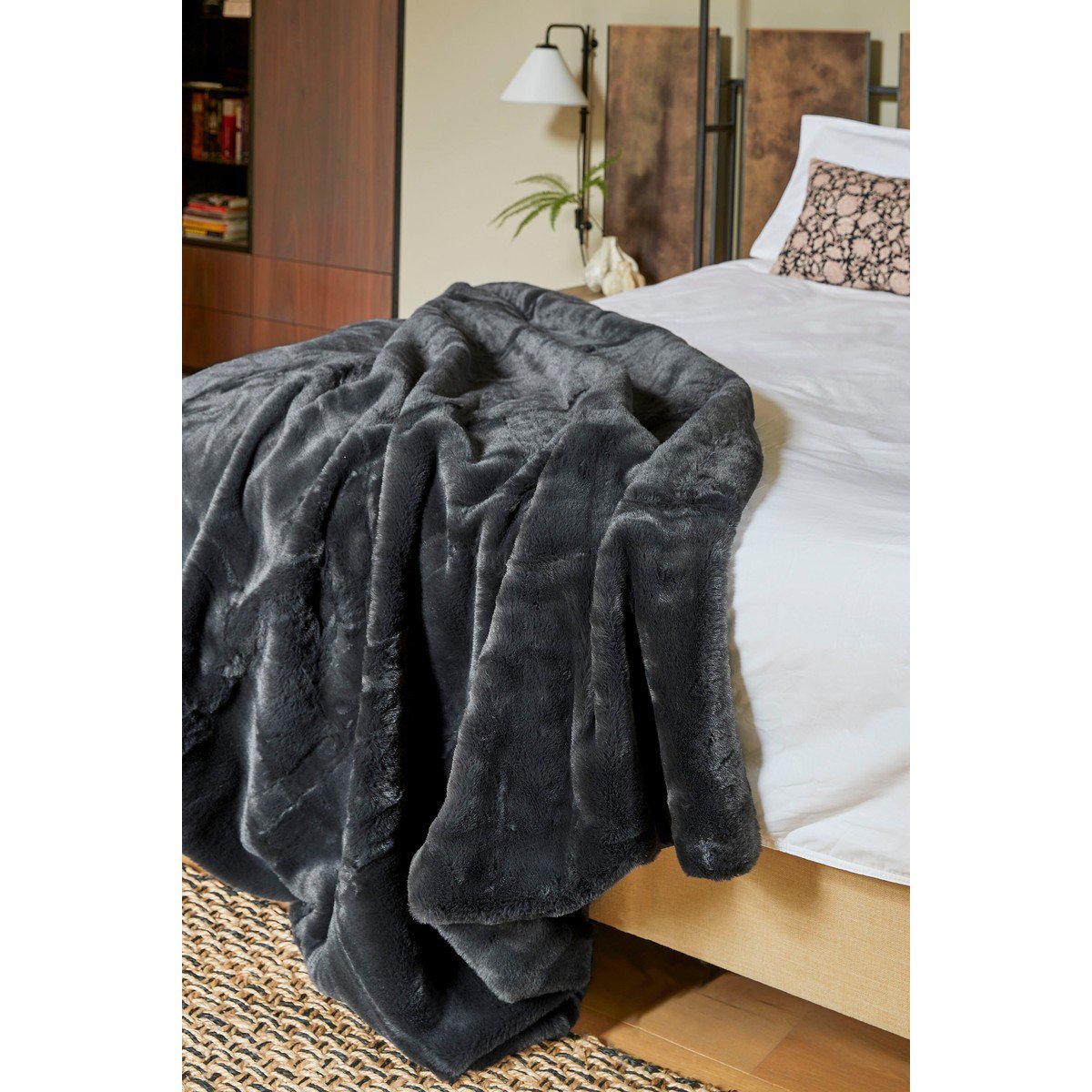 Zwarte fleece deken, 150 x 200 cm