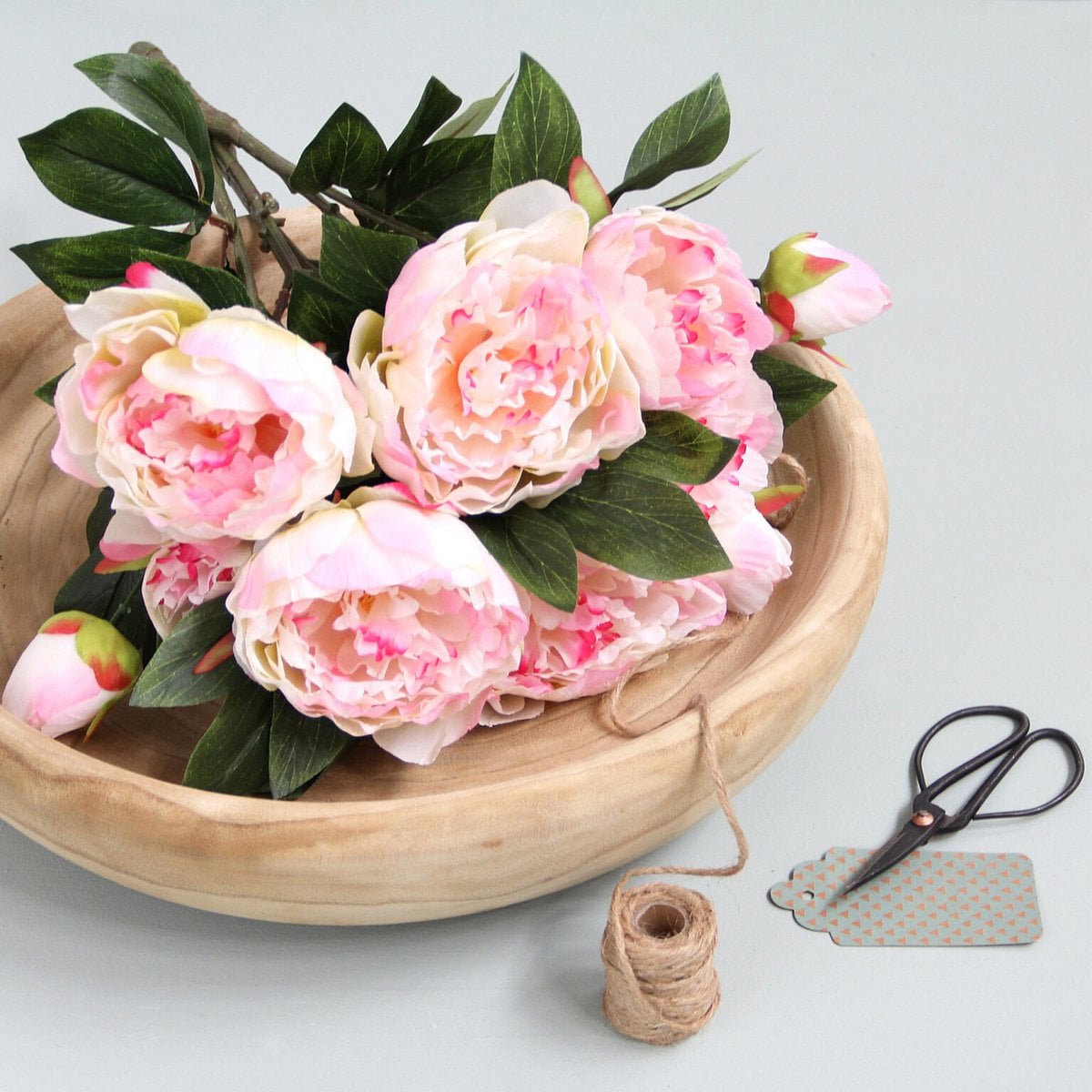 Pioenrozen boeket, roze, 55 cm