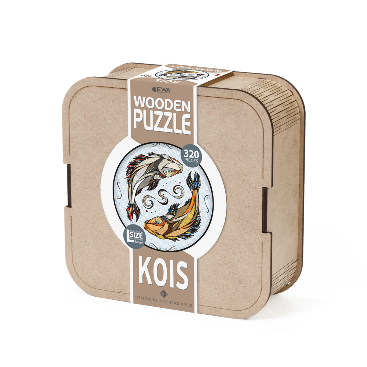 Houten legpuzzel koi vissen L 320 stukjes, 39,5 x 39,5 cm
