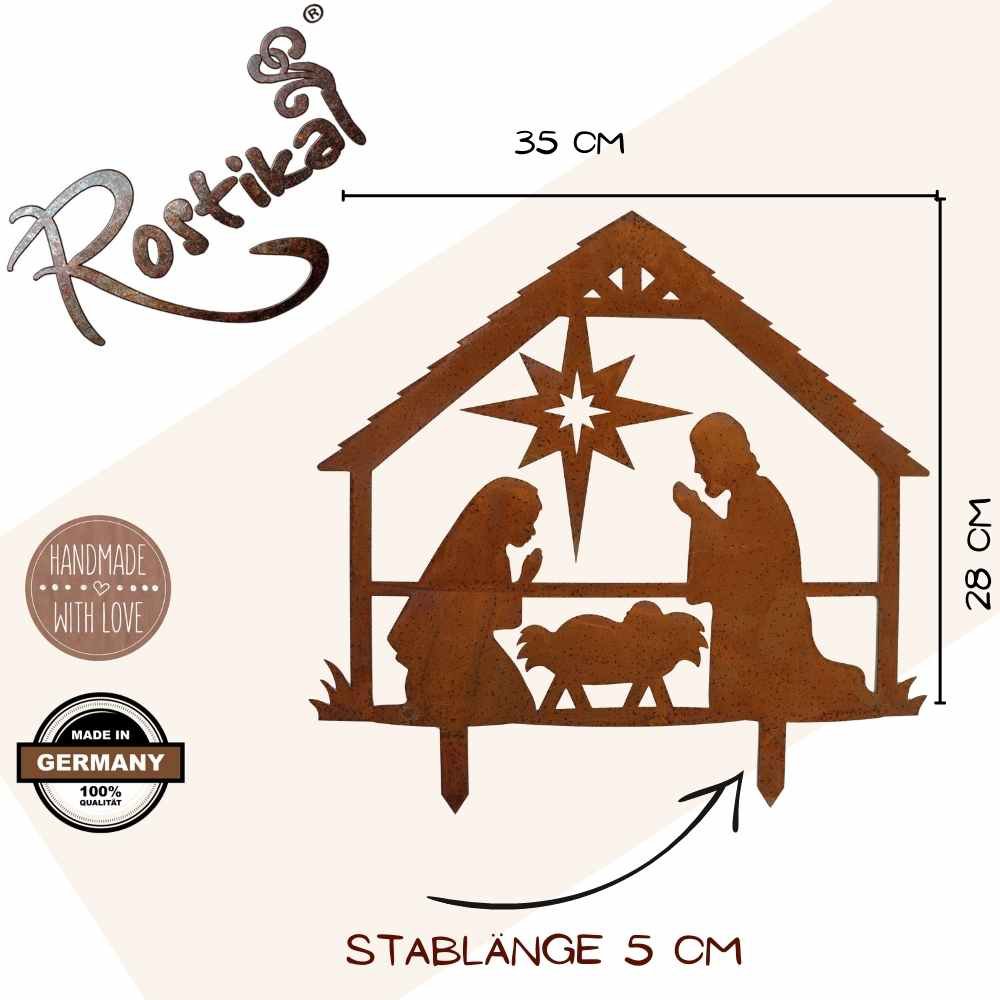 Roestmetalen Kerststal, 2 uitvoeringen