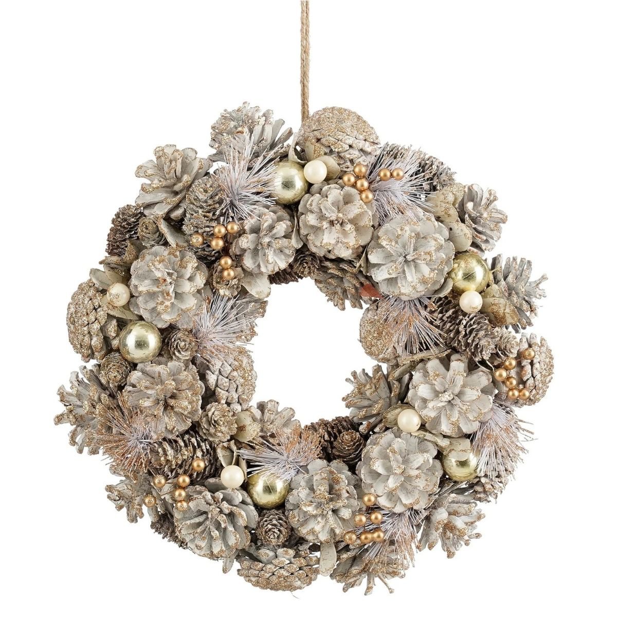Hanley kerstkrans, wit, Ø 34 × 9 cm