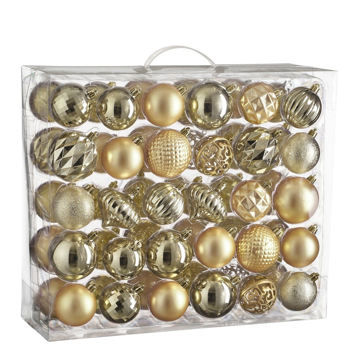 Champagnekleurige kerstballen set, onbreekbaar, 60 stuks Ø 7 cm