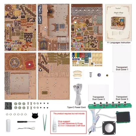 3D diy houten puzzel miniature house magic shop, 15,4 cm