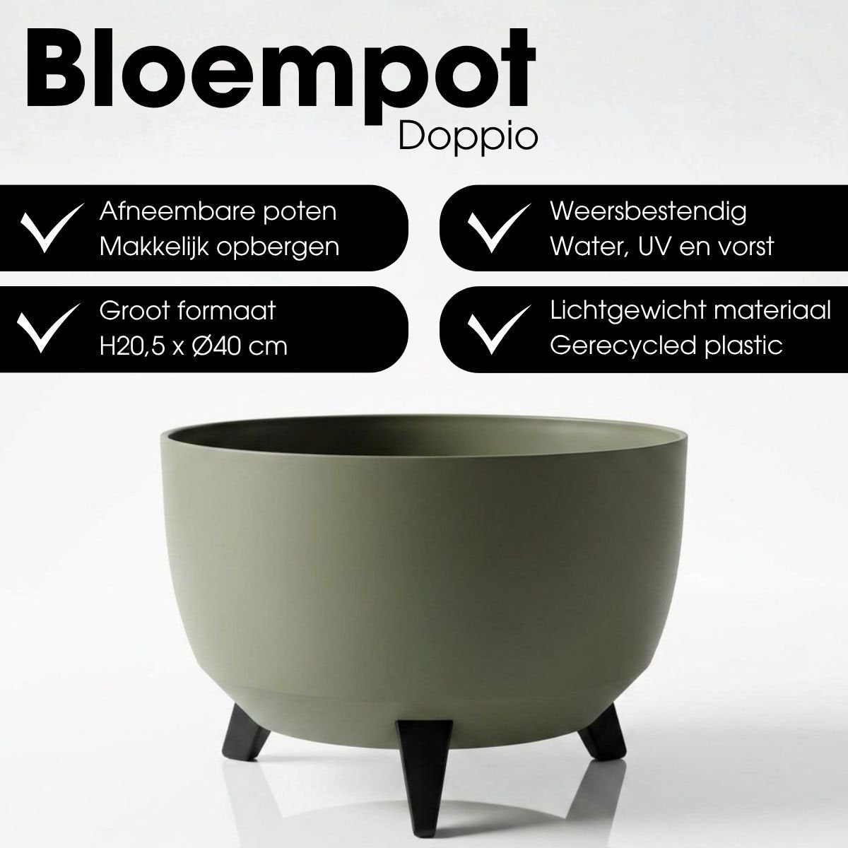 Doppio bloempot op poten, Ø 40 × 20,5 cm