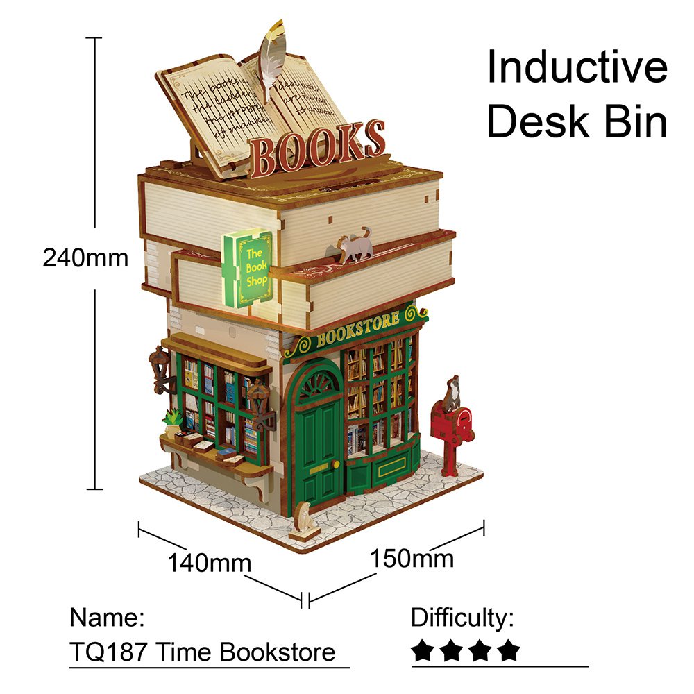 DIY houten miniatuur Time Bookstore, 25 cm