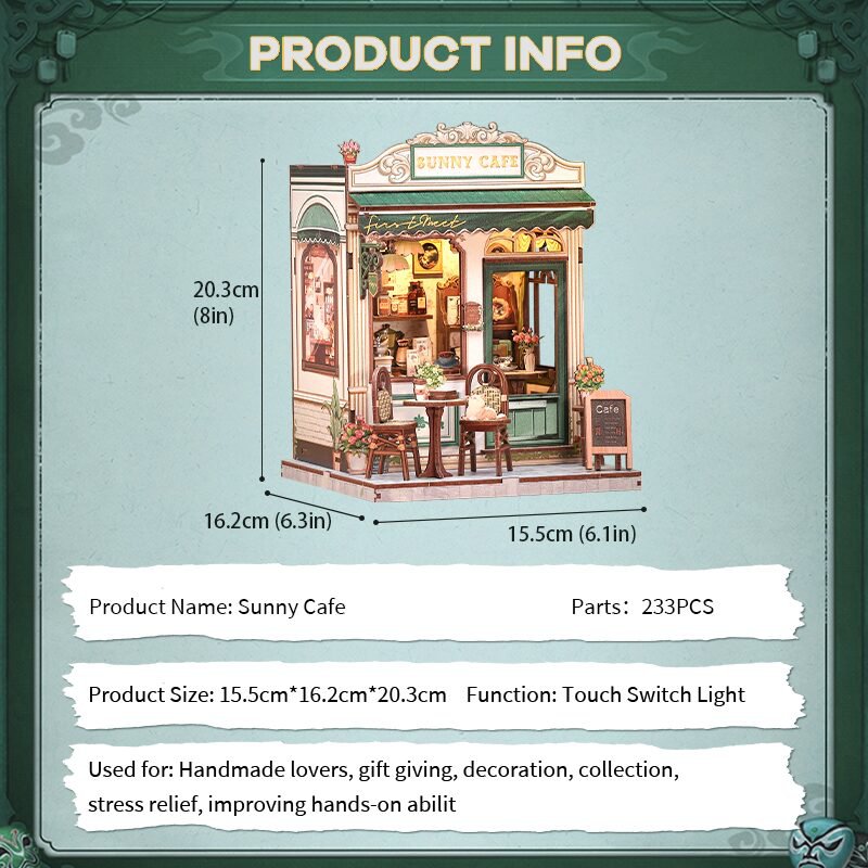 DIY huisje Sunny café, 20,3 cm