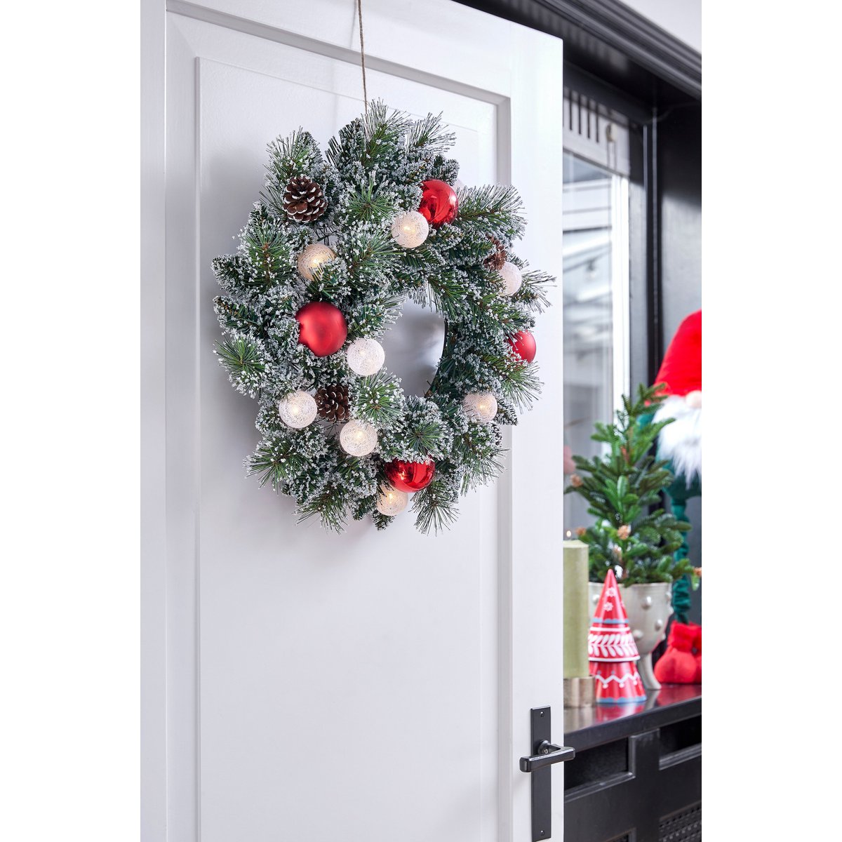 Kaprun besneeuwde kerstkrans met verlichting, Ø 45 cm