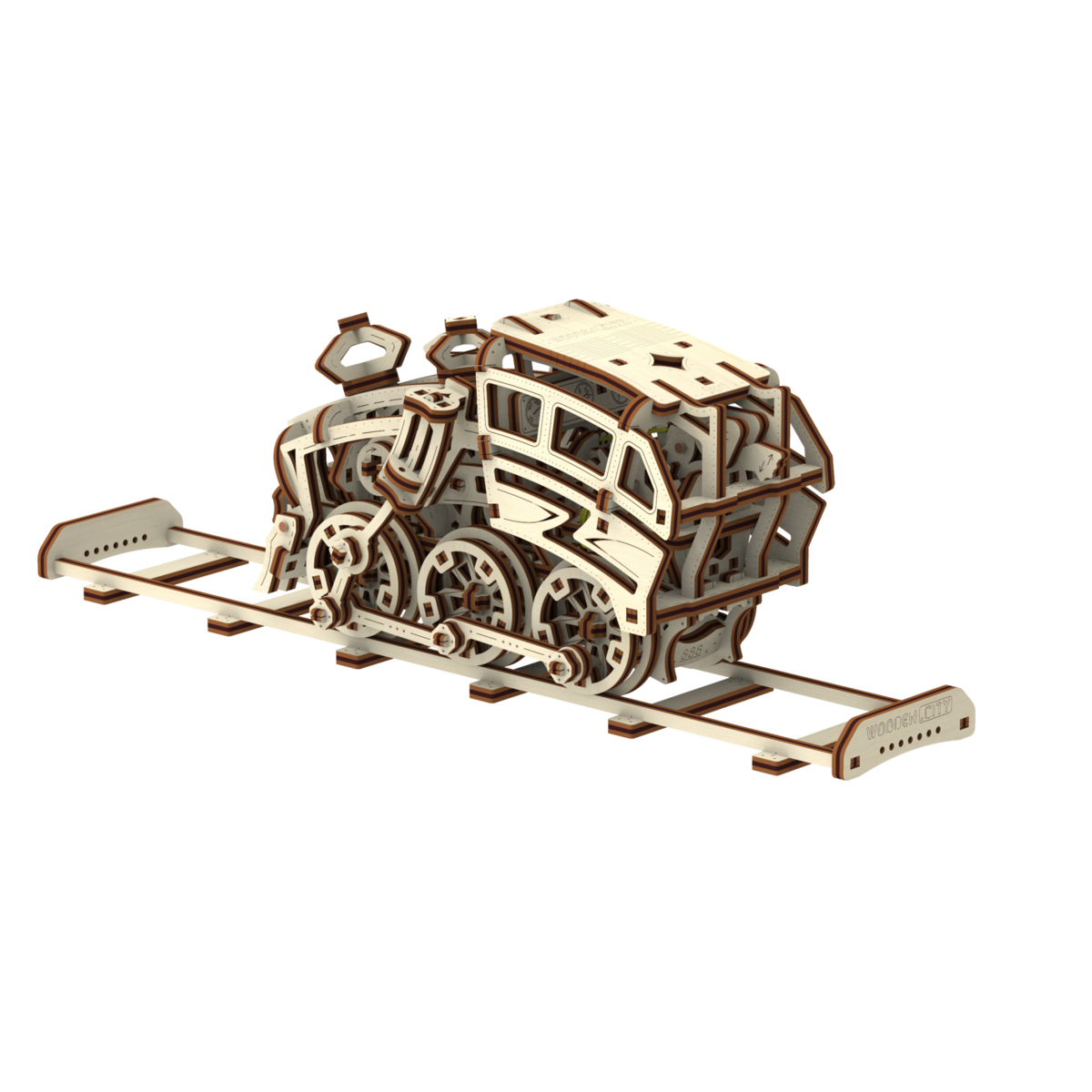 Houten bouwpakket locomotief, 30 × 8,5 × 10,4 cm