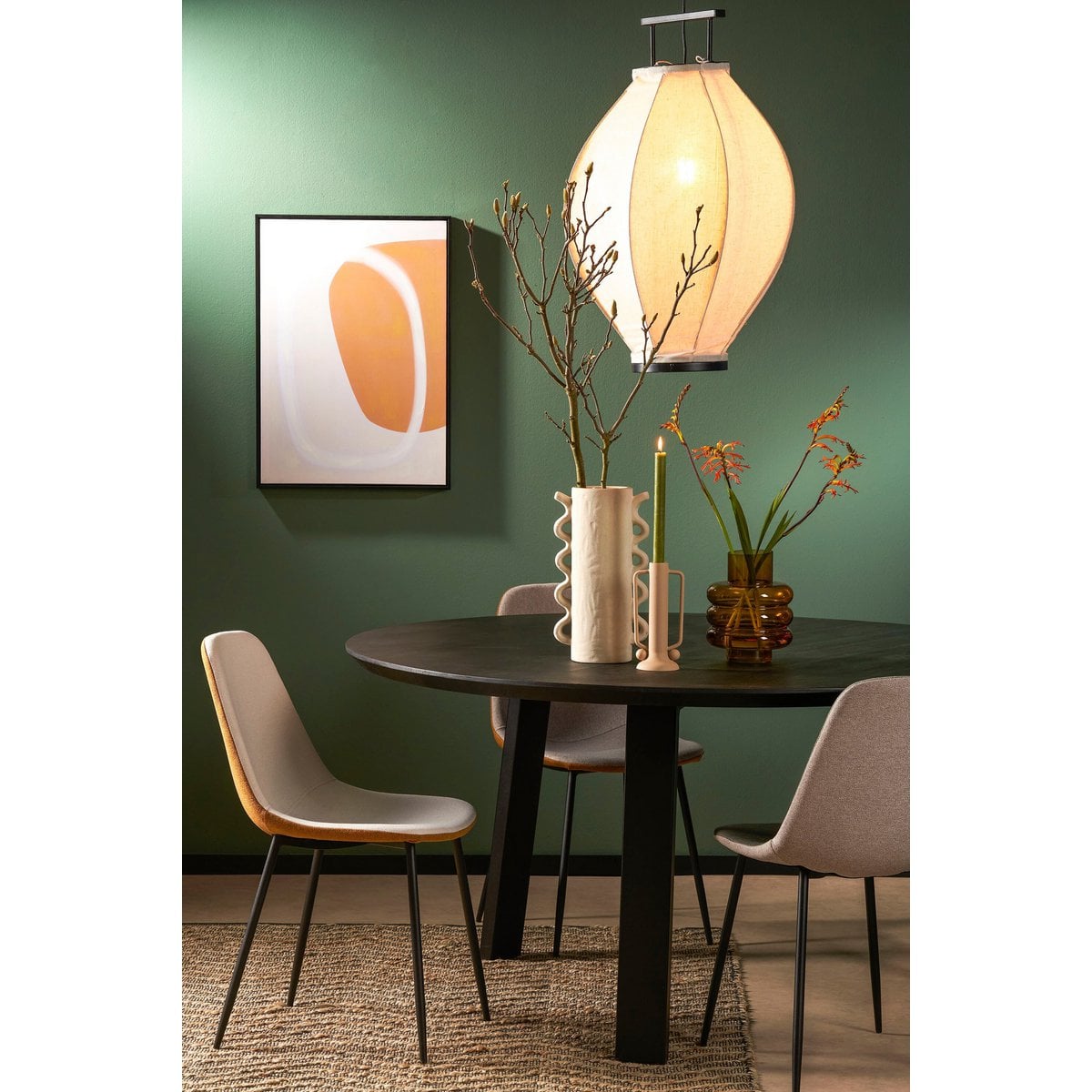 Mica Decorations Pego hanglamp Japandi linnen beige Ø54 cm