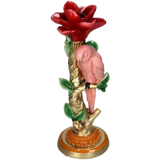 Papegaai kaarsenhouder roze decoratief, 26 cm