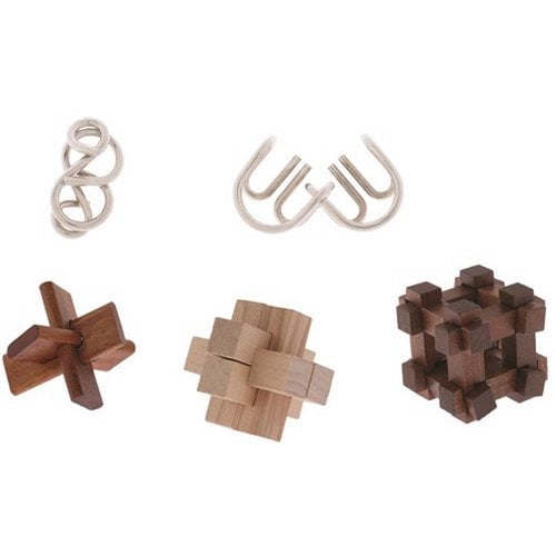 Breinbreker set Great Minds of 5 hout en metaal puzzels