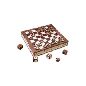 3D houten bouwpakket schaak- en damspel 25 × 28,5 × 4,2 cm – 620 stukjes