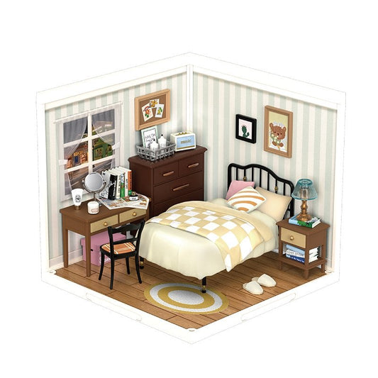 DIY miniatuur slaapkamer met led, 16,3 x 16,3 x 15,2 cm