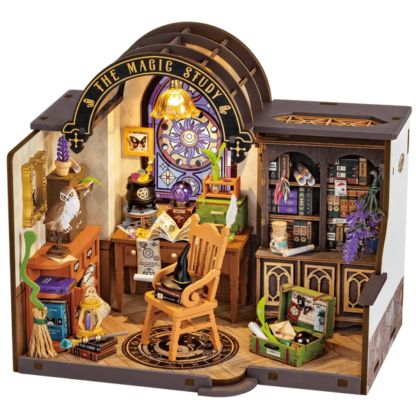 DIY huisje The Magic Study met LED verlichting, 21 cm
