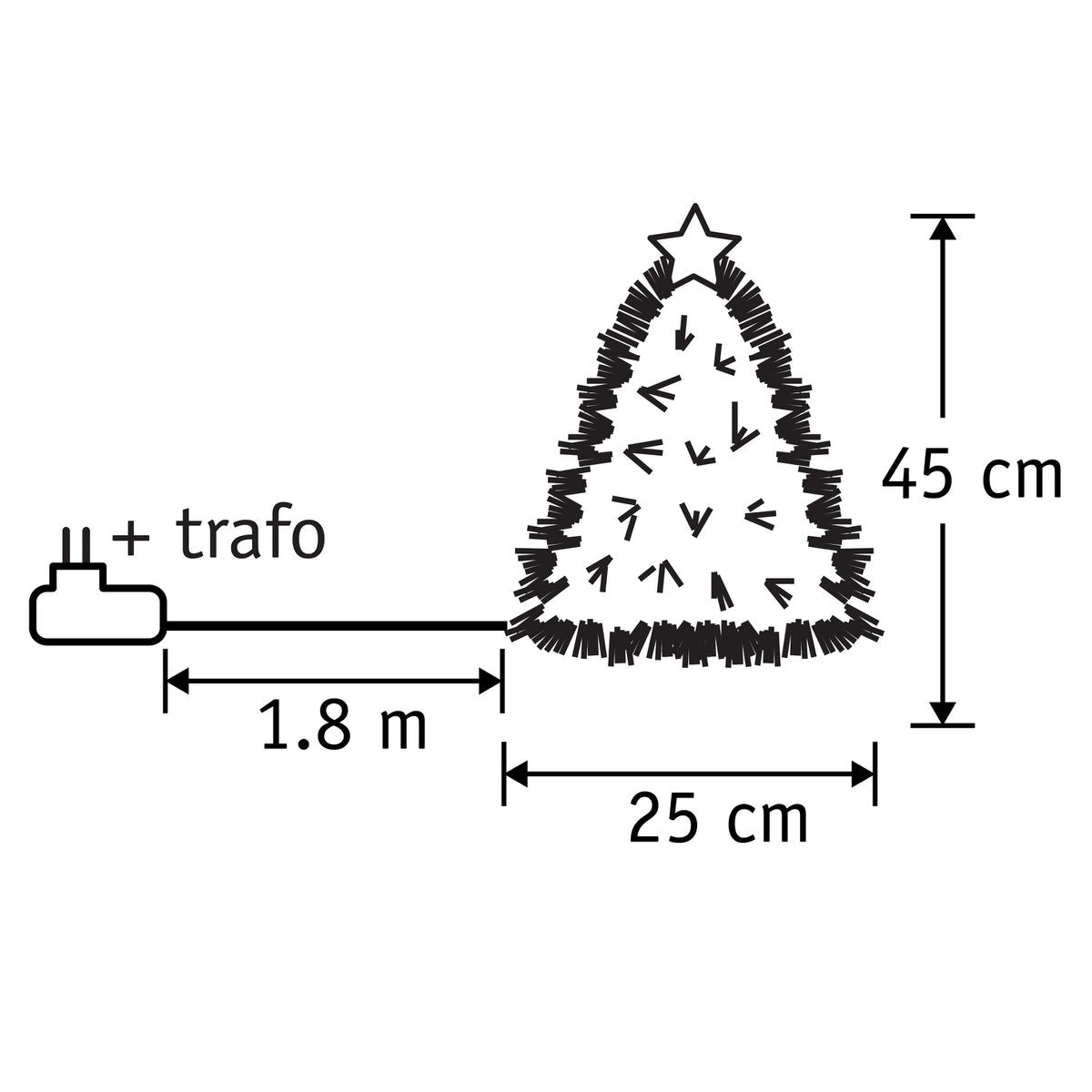 Mercury kunstkerstboom met verlichting, 45 cm, Ø 25 cm