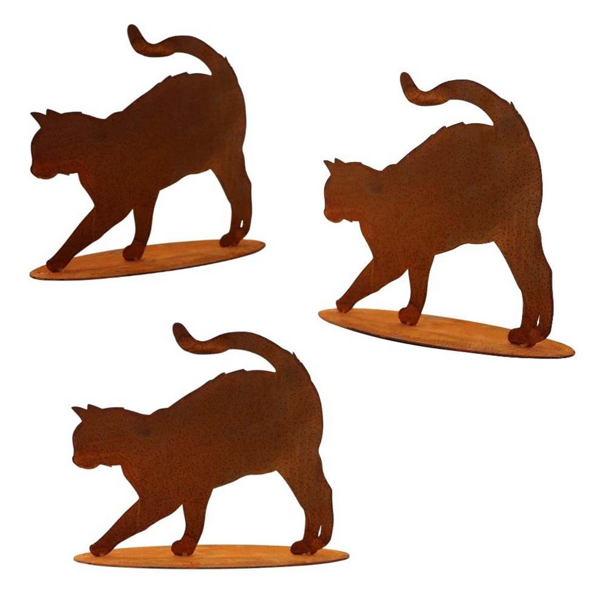 Roestmetalen kat "Elly" op grondplaat, 25 x 32 cm