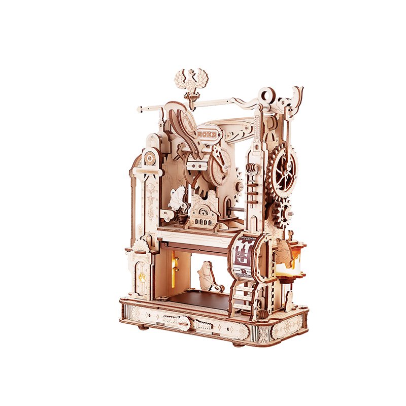 3D houten puzzel klassieke drukpers 21,5 × 14,5 × 27 cm – 303 stukjes