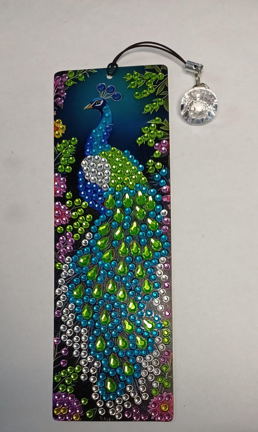 Pauw boekenlegger, diamond painting, 5 × 15 cm