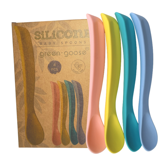Gebogen siliconen babylepels, 4 stuks