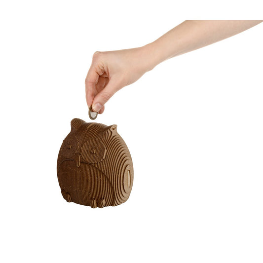 DIY houten spaarpot uil, 12,7 x 10,7 x 12,8 cm