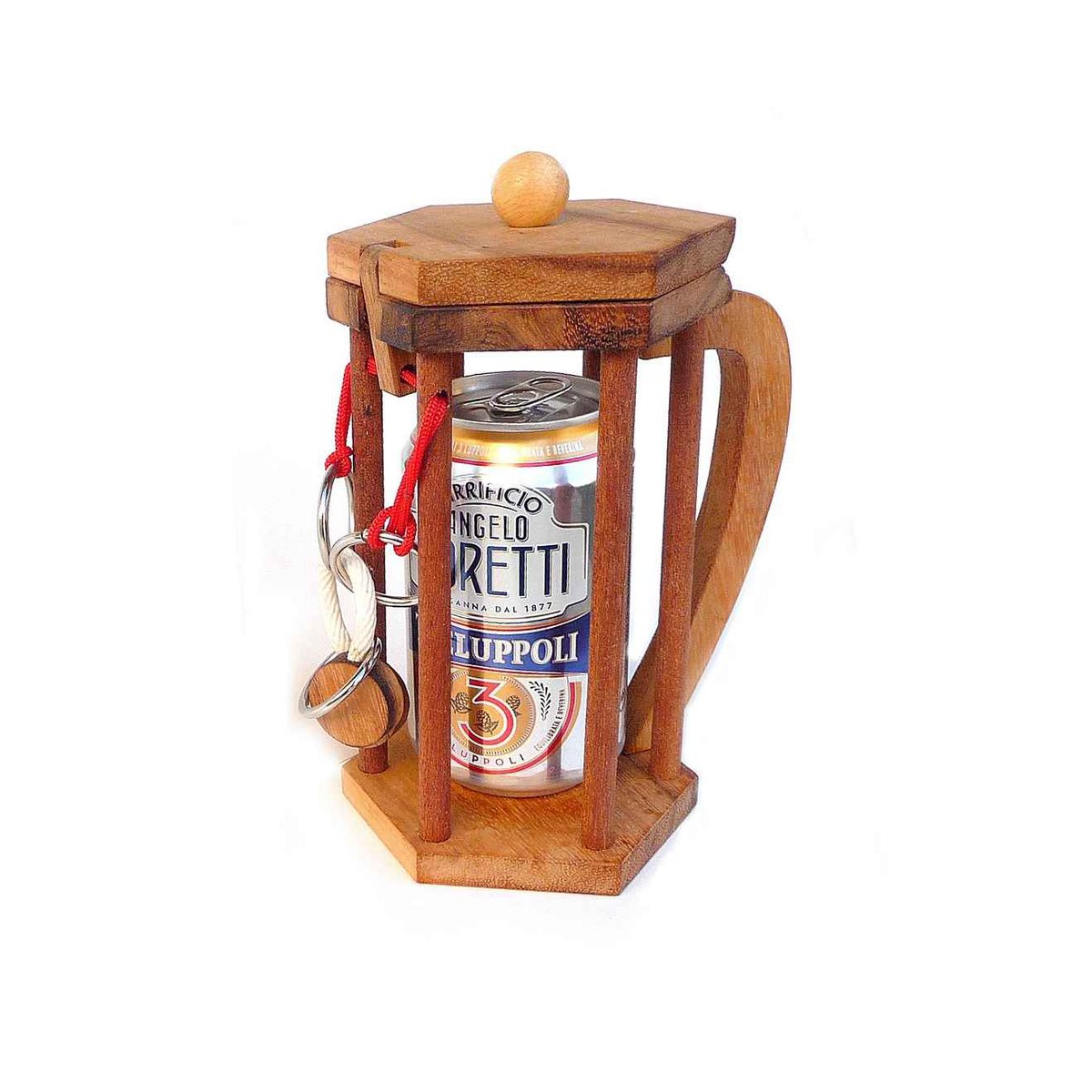 Houten breinbreker blikhouder, 17 cm