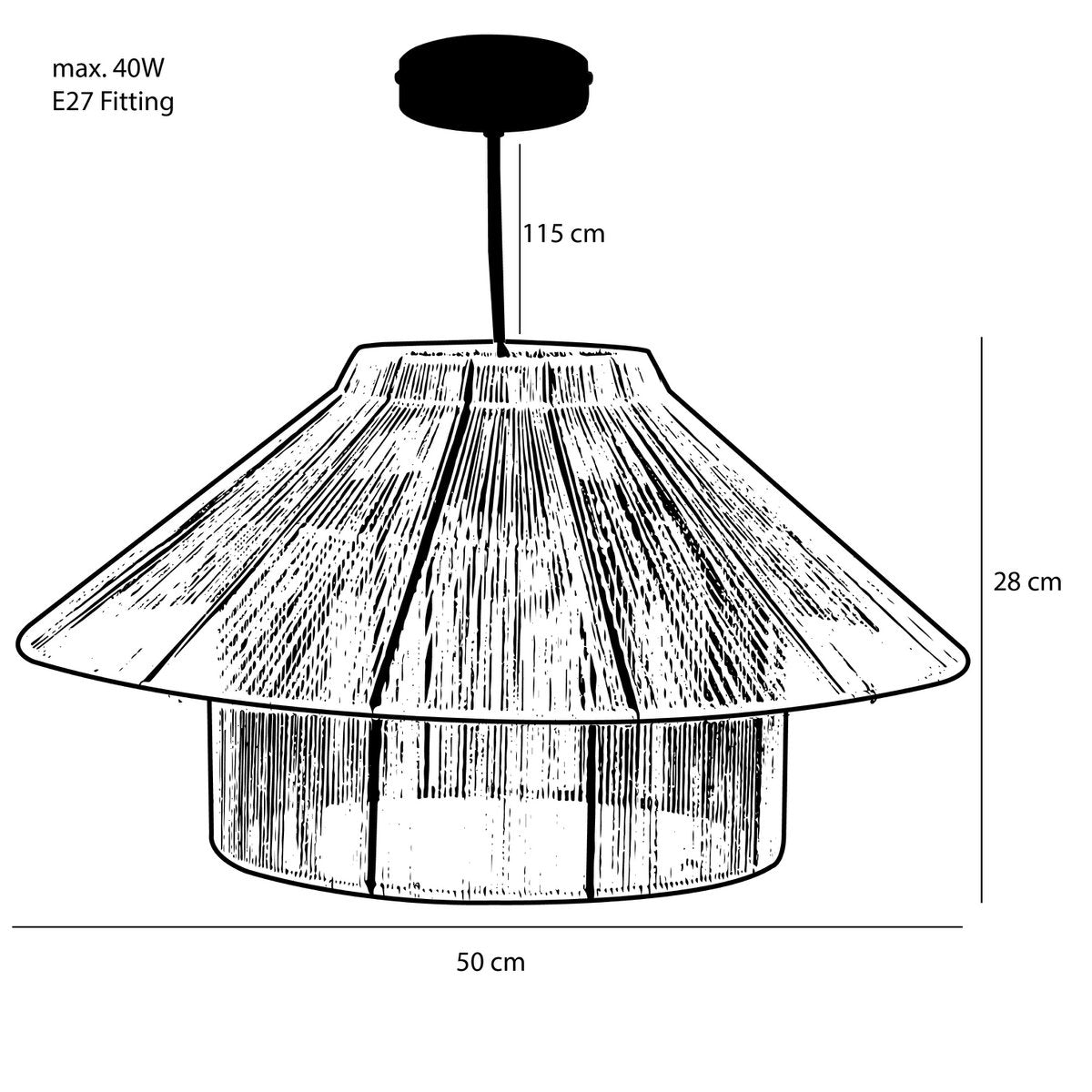 Elsa hanglamp jute zwart Ø50 cm