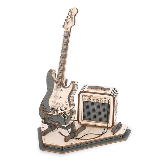 3D houten puzzel elektrische gitaar 17 x 10,5 x 22 cm