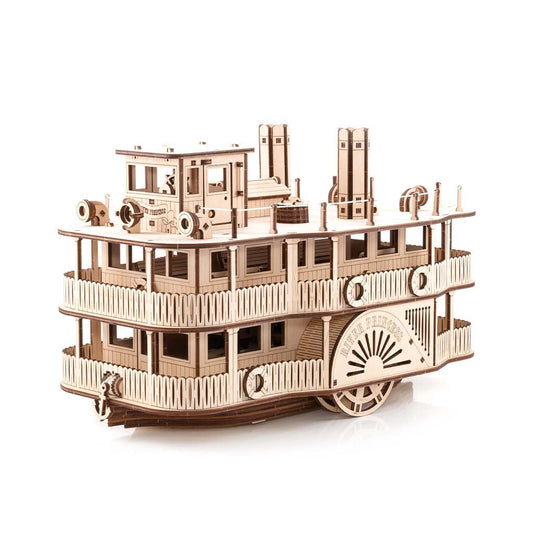3D mechanische houten puzzel Paddle River Princess stoomboot 35 × 20 × 22,5 cm – 416 stukjes