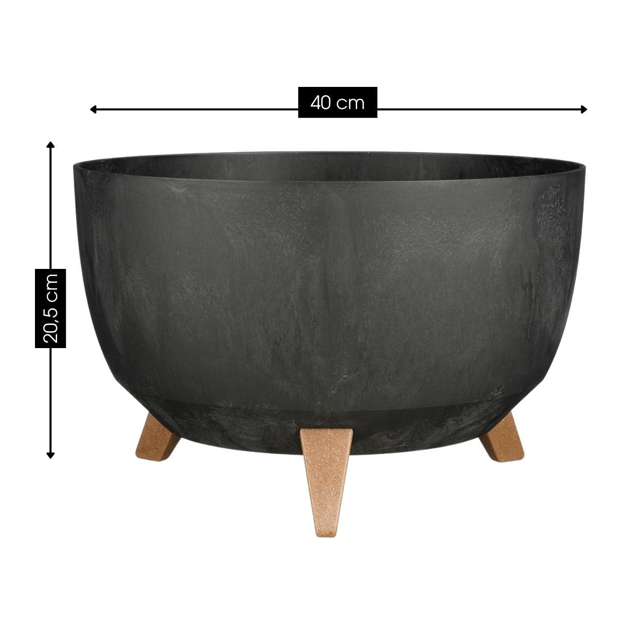 Doppio bloempot zwart cementlook Ø40 cm op poten