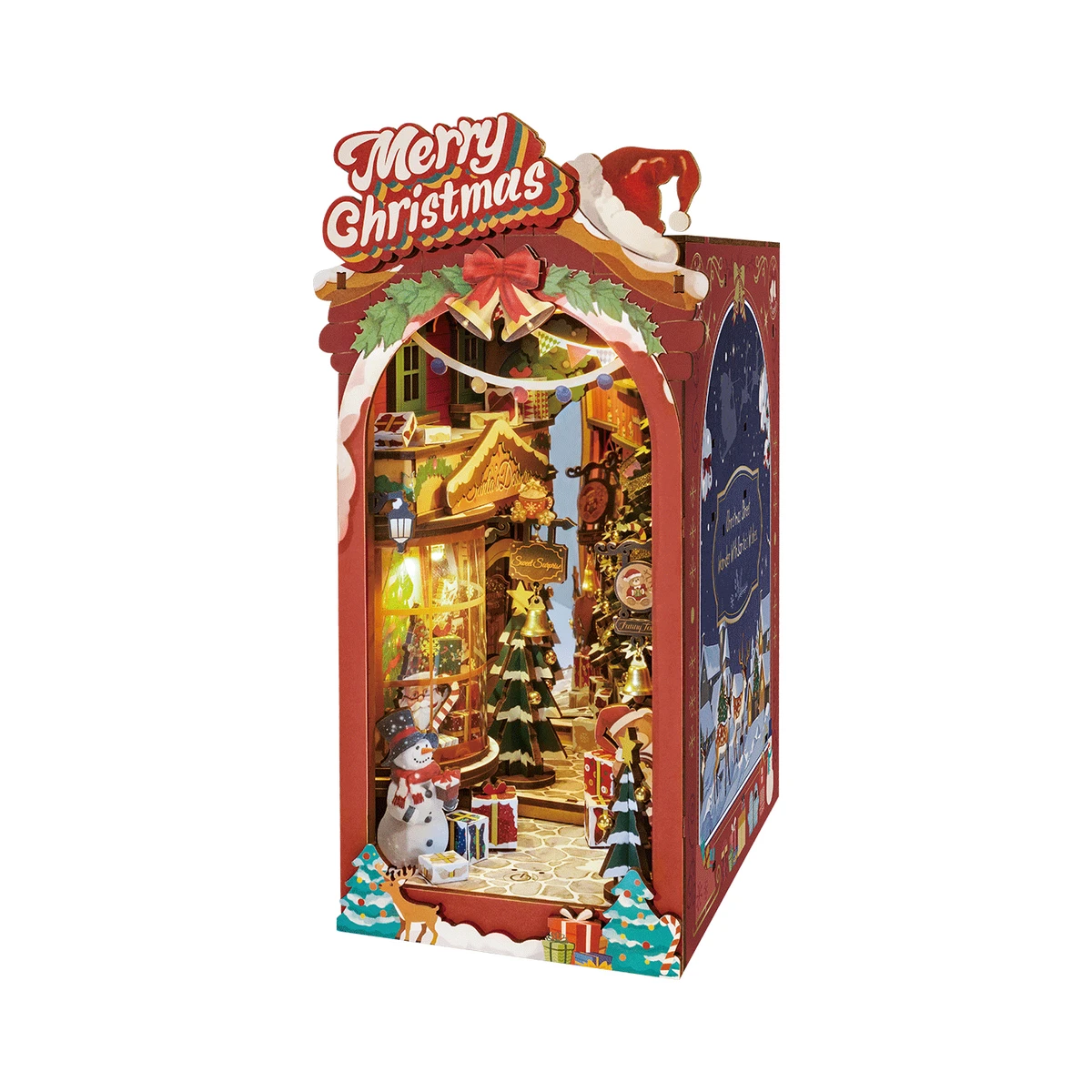 DIY book nook boekensteun Christmas street, 25,5 cm