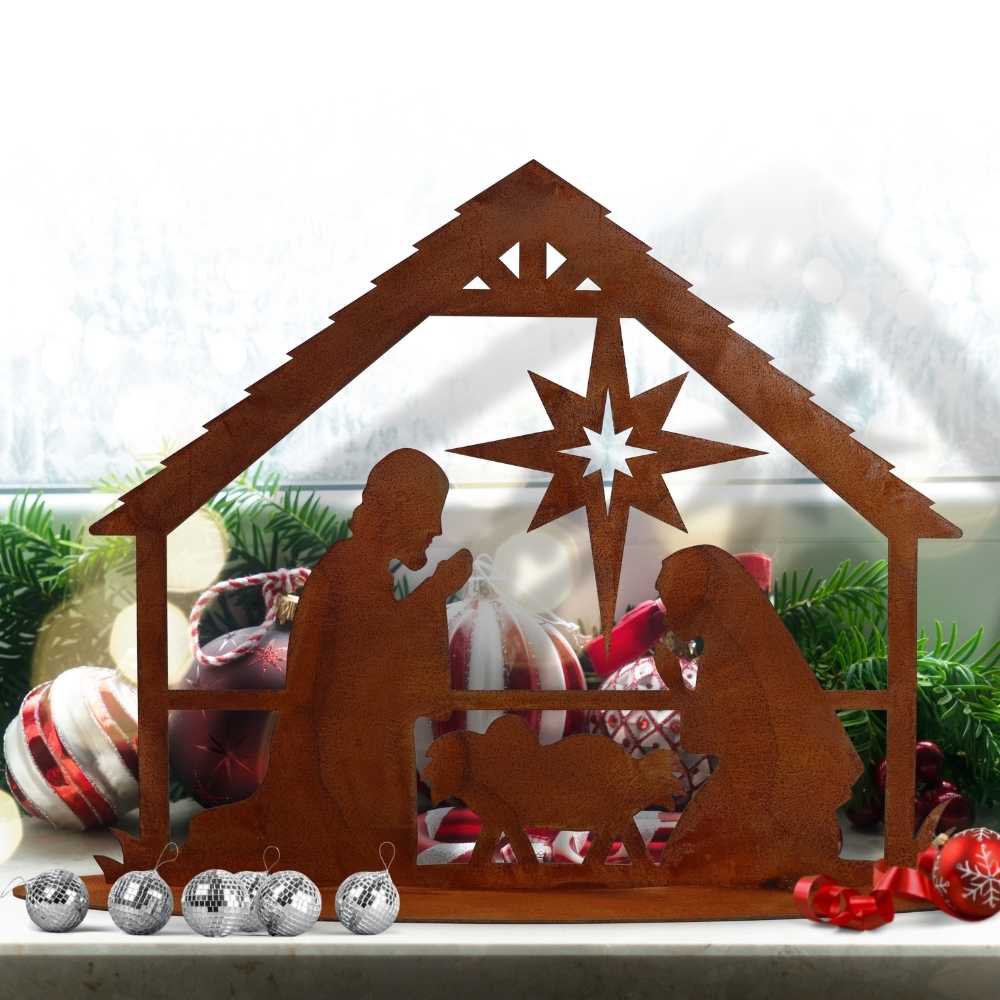 Roestmetalen Kerststal, 2 uitvoeringen