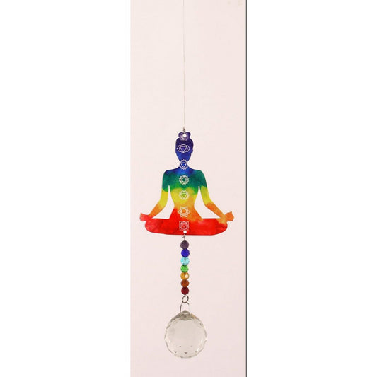 Chakra zonvanger met gekleurde kristallen 40 cm