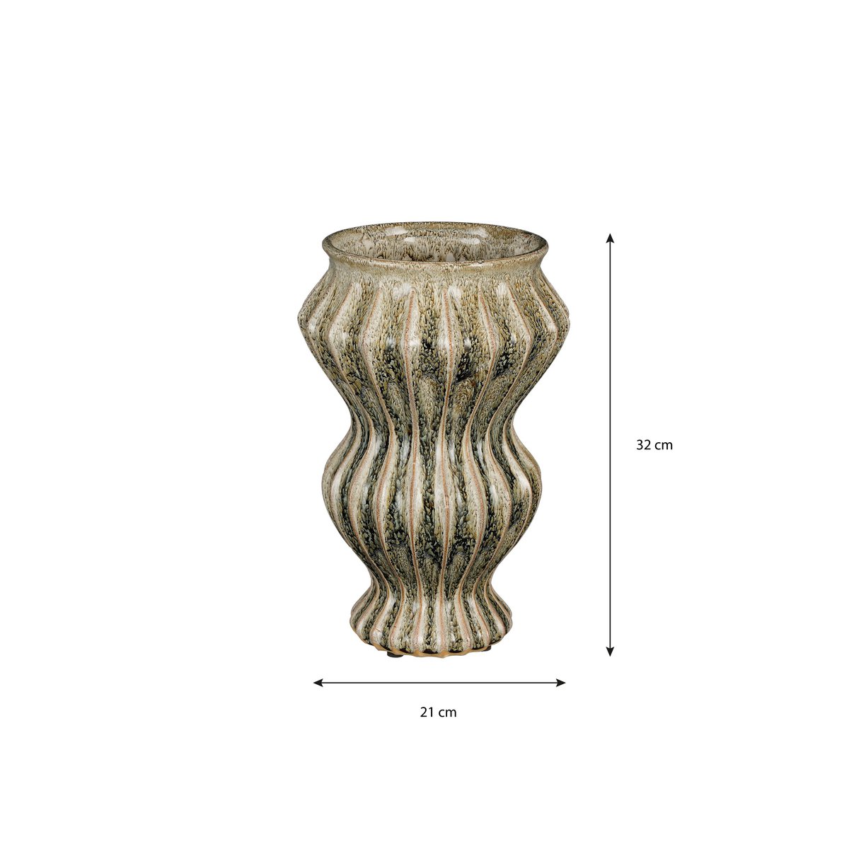 Mica Decorations Pippa Vaas – Keramiek Groen/Beige (H32 x Ø21 cm)