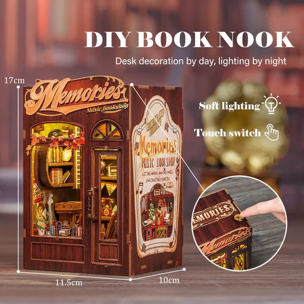 Memories Music Bookshop book nook, 11,5 × 10 × 17 cm