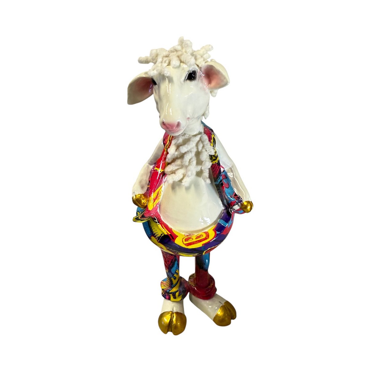 Schapen vader in kleurrijk pak, 26 cm